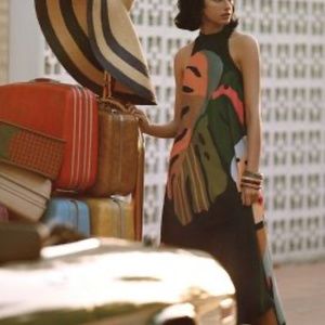 Anthropologie Farm Rio Floral Halter Maxi Dress